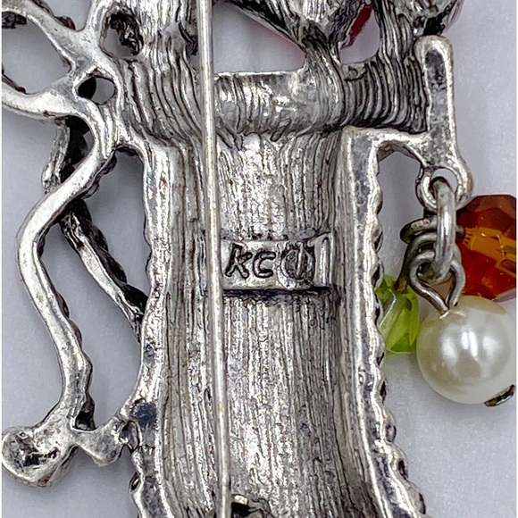 Kenneth Cole Jeweled Rhinestones Stocking Brooch / Pin Vintage - Picture 5 of 7